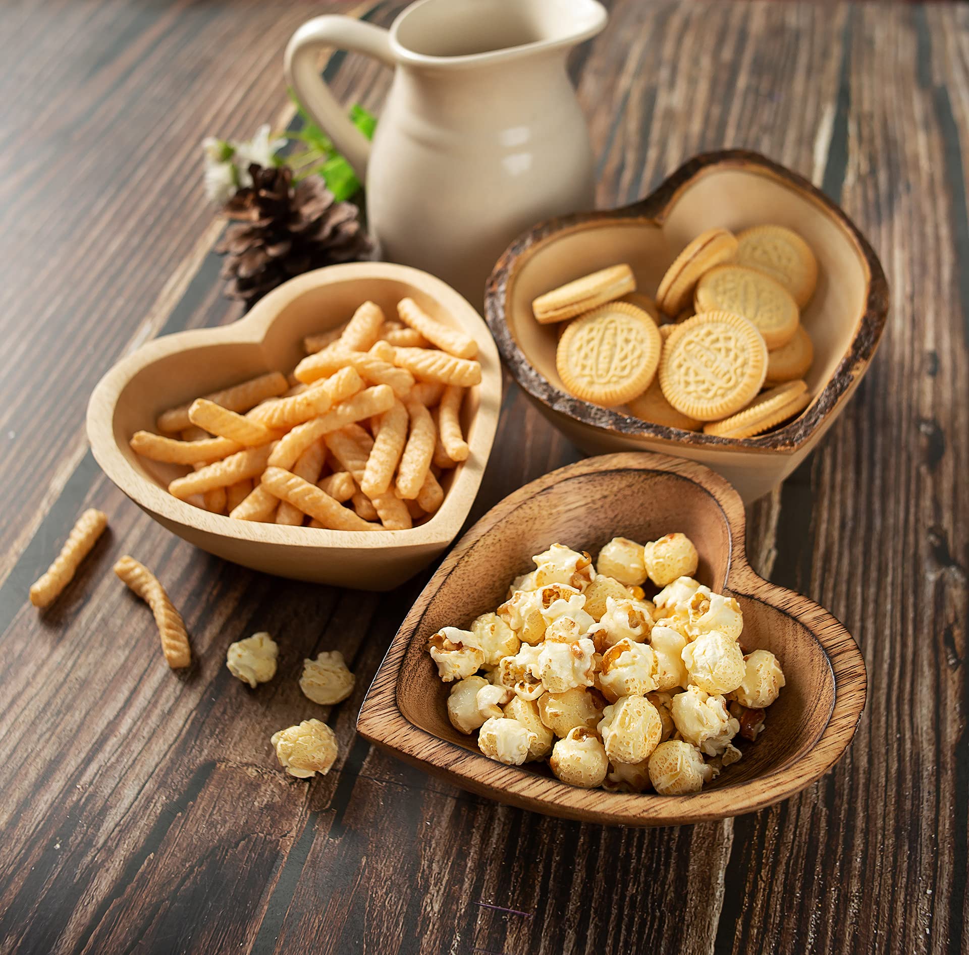 Amazon.co.jp: WitnyStore ハート型木製ボウル 6インチ